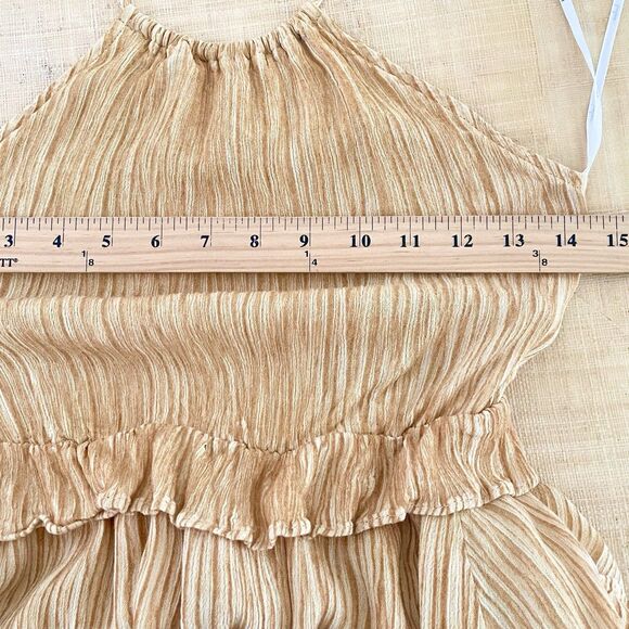 Lulus Ruffled Halter Dress Size XS Mini Downright Darling Mustard Yellow - Picture 8 of 12